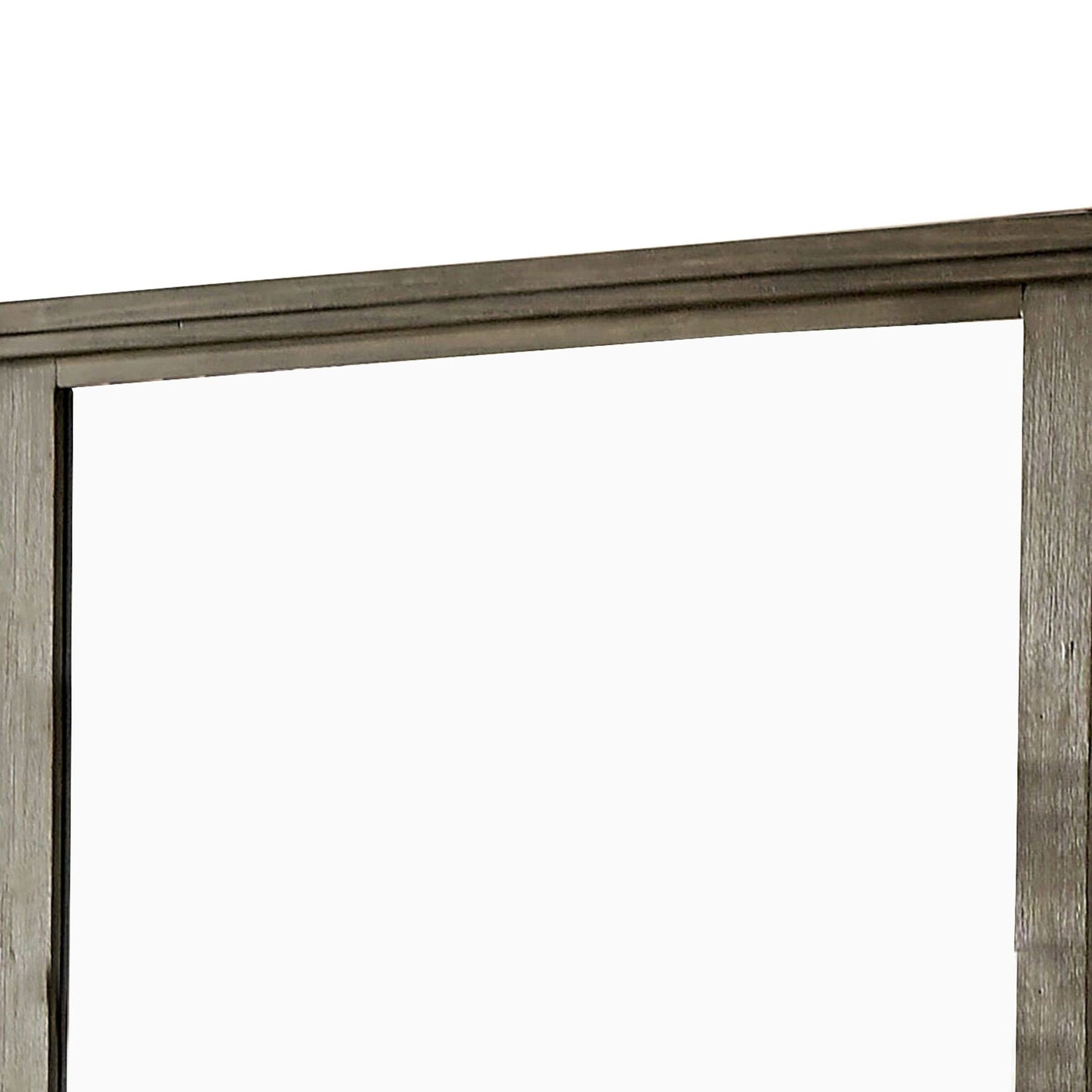 Benzara 45" Gray Transitional Style Wooden Frame Mirror