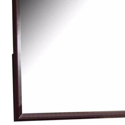 Benzara 45" Rectangular Dark Brown Wooden Framed Wall Mirror