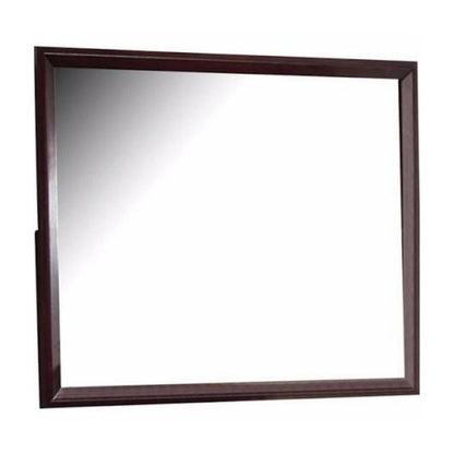 Benzara 45" Rectangular Dark Brown Wooden Framed Wall Mirror