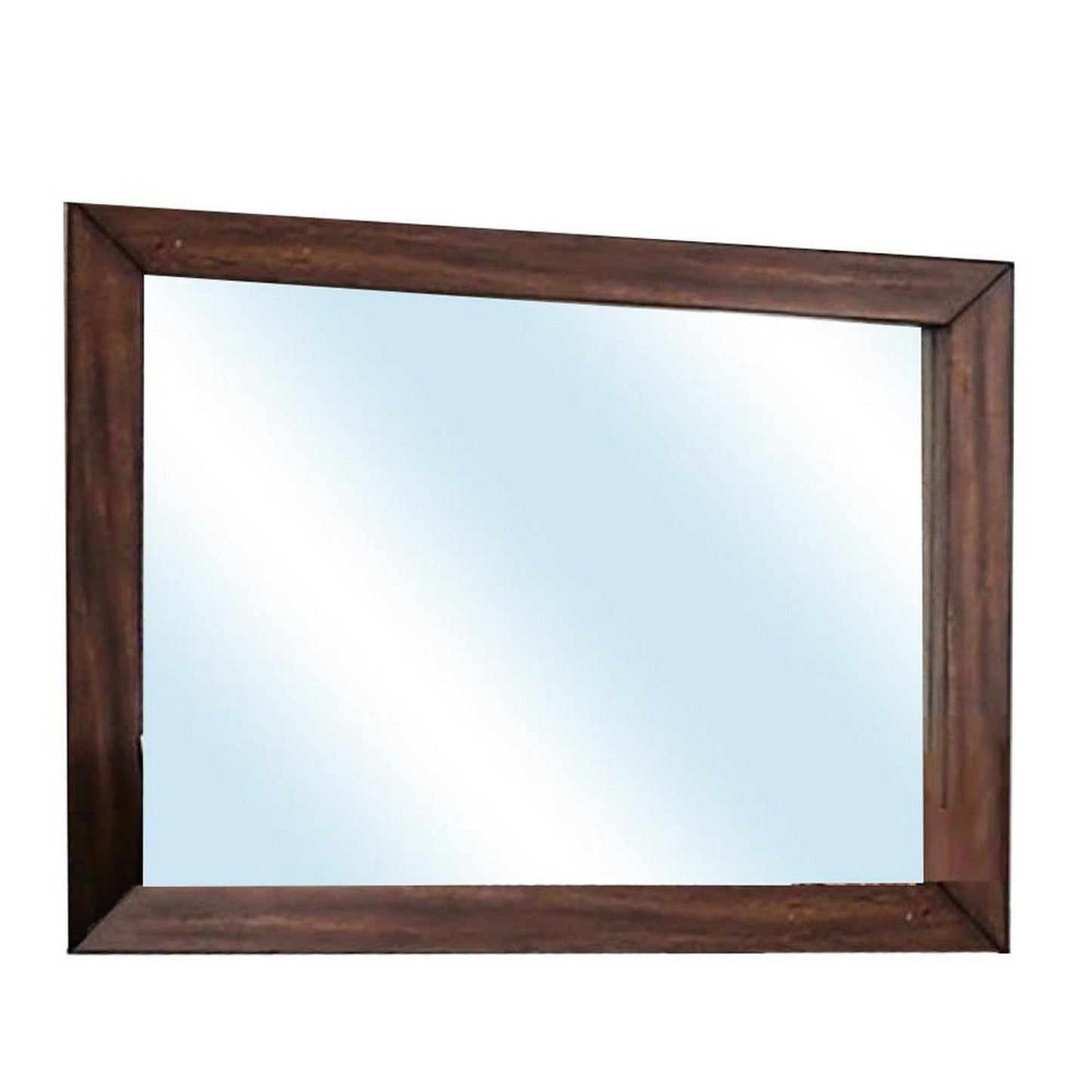 Benzara 46" Brown Rectangular Burned Wood Design Modern Mirror