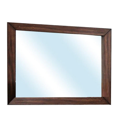 Benzara 46" Brown Rectangular Burned Wood Design Modern Mirror