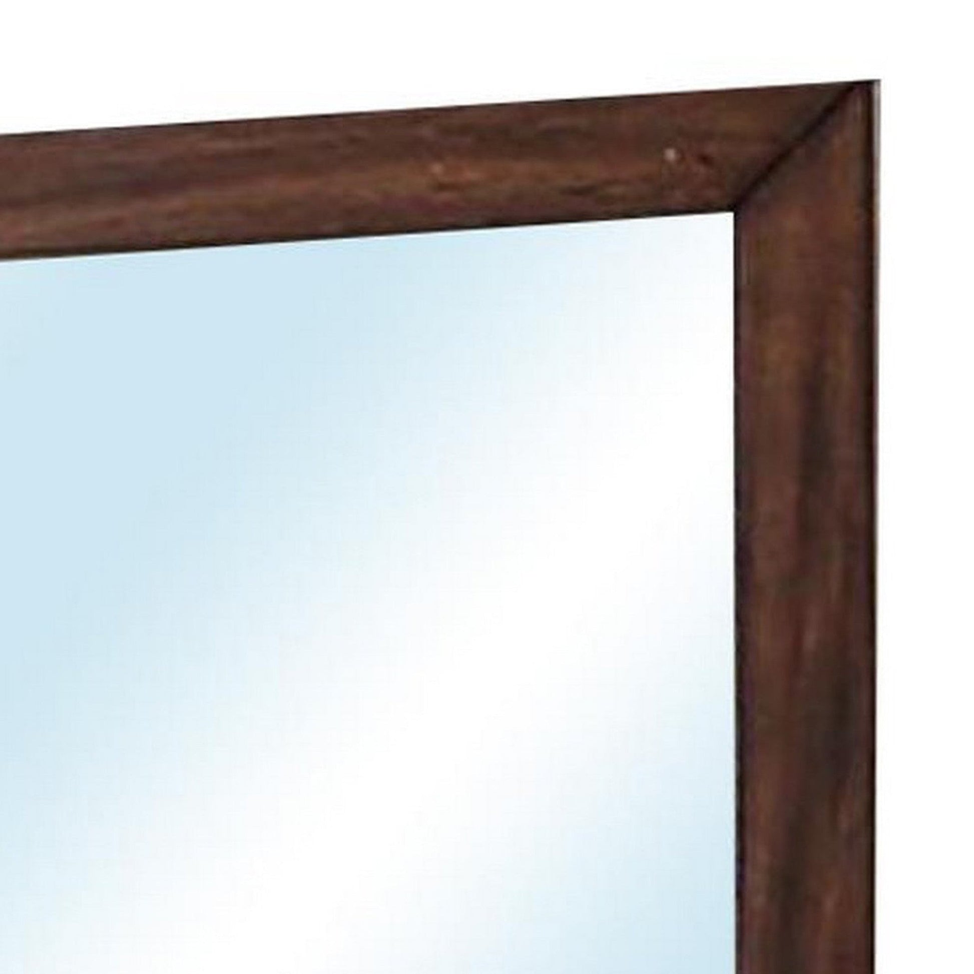 Benzara 46" Brown Rectangular Burned Wood Design Modern Mirror