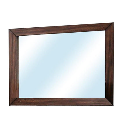 Benzara 46" Brown Rectangular Burned Wood Design Modern Mirror