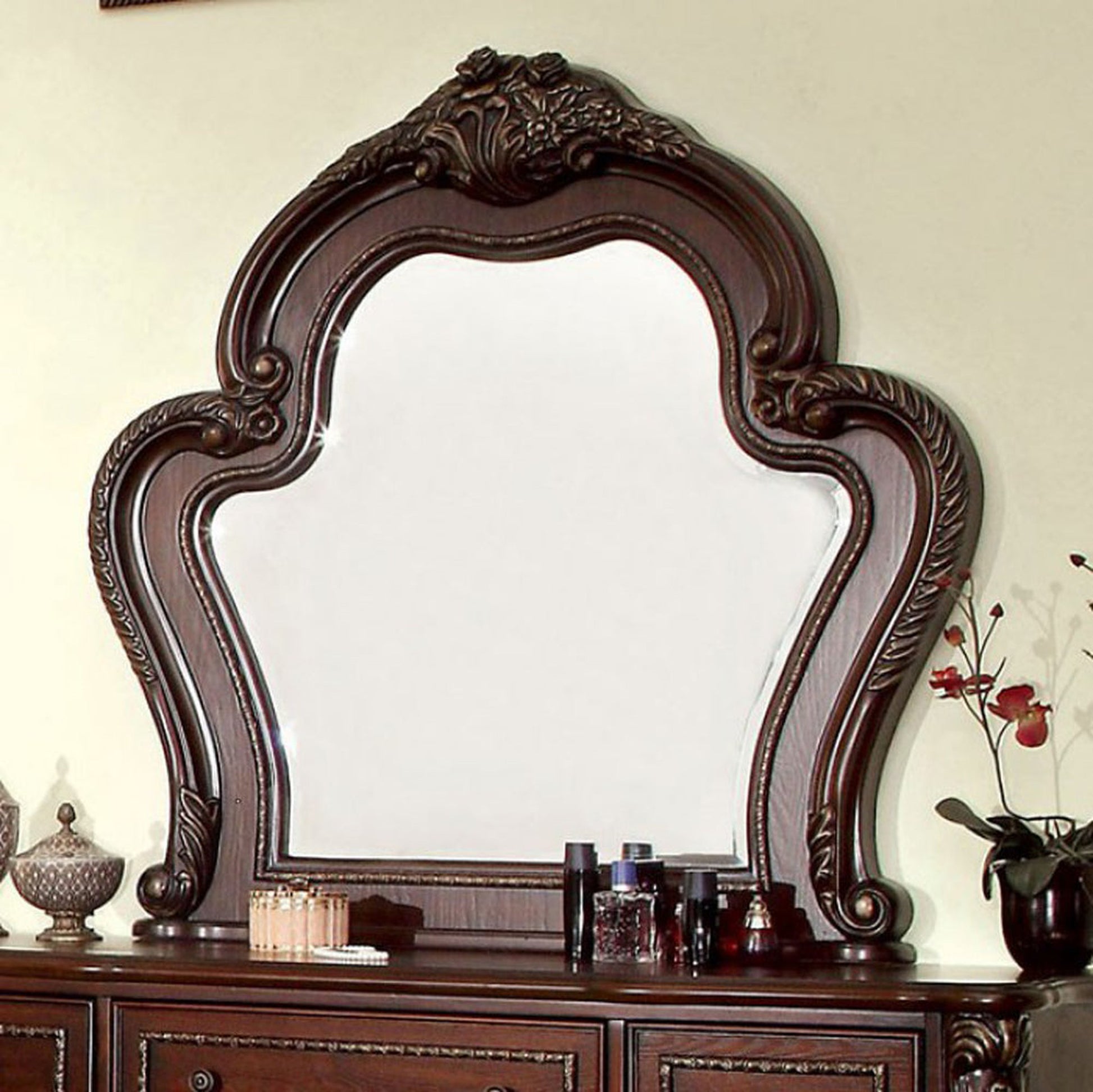 Benzara 46" Cherry Castlewood Traditional Style Mirror