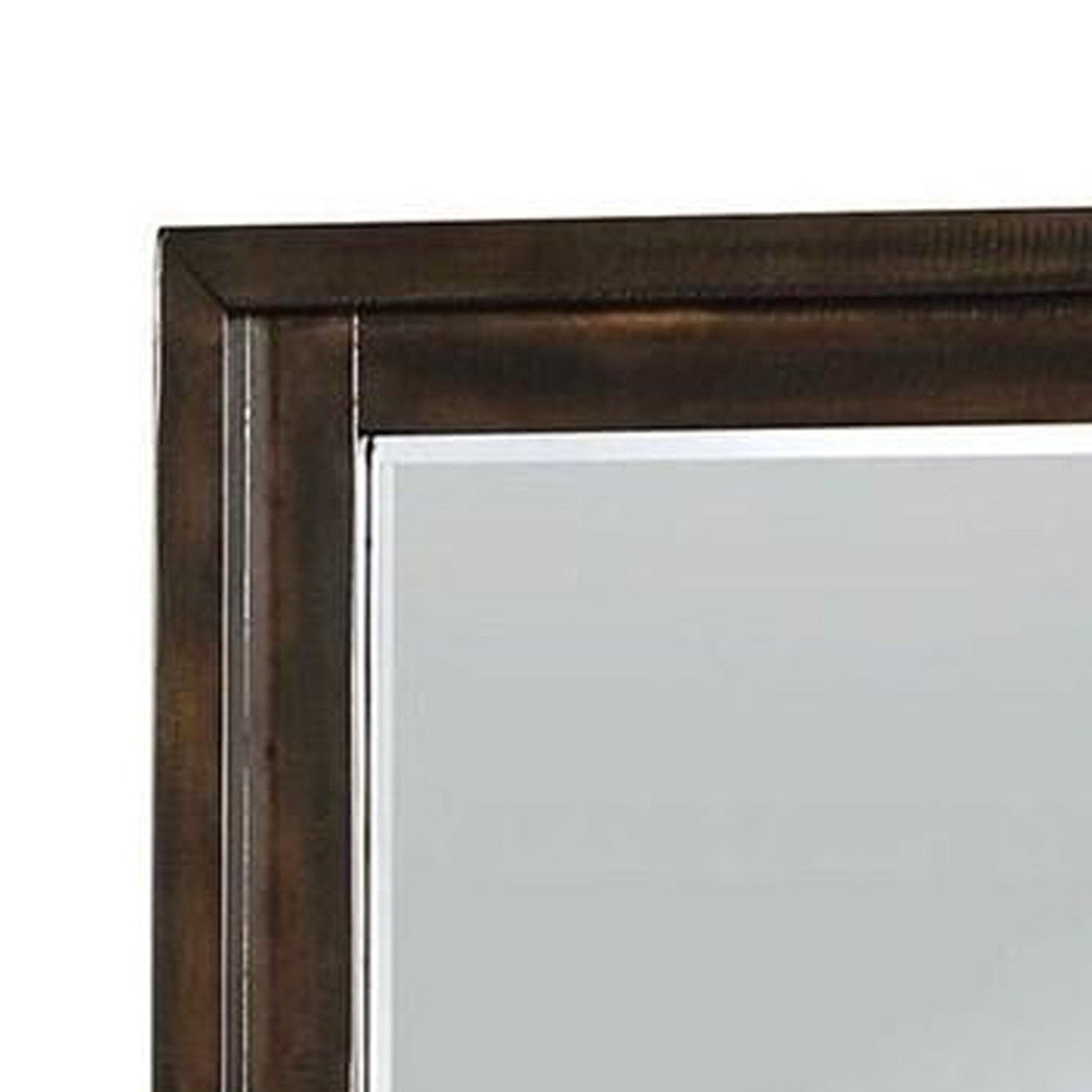 Benzara 46" Dark Brown Transitional Style Wooden Frame Mirror