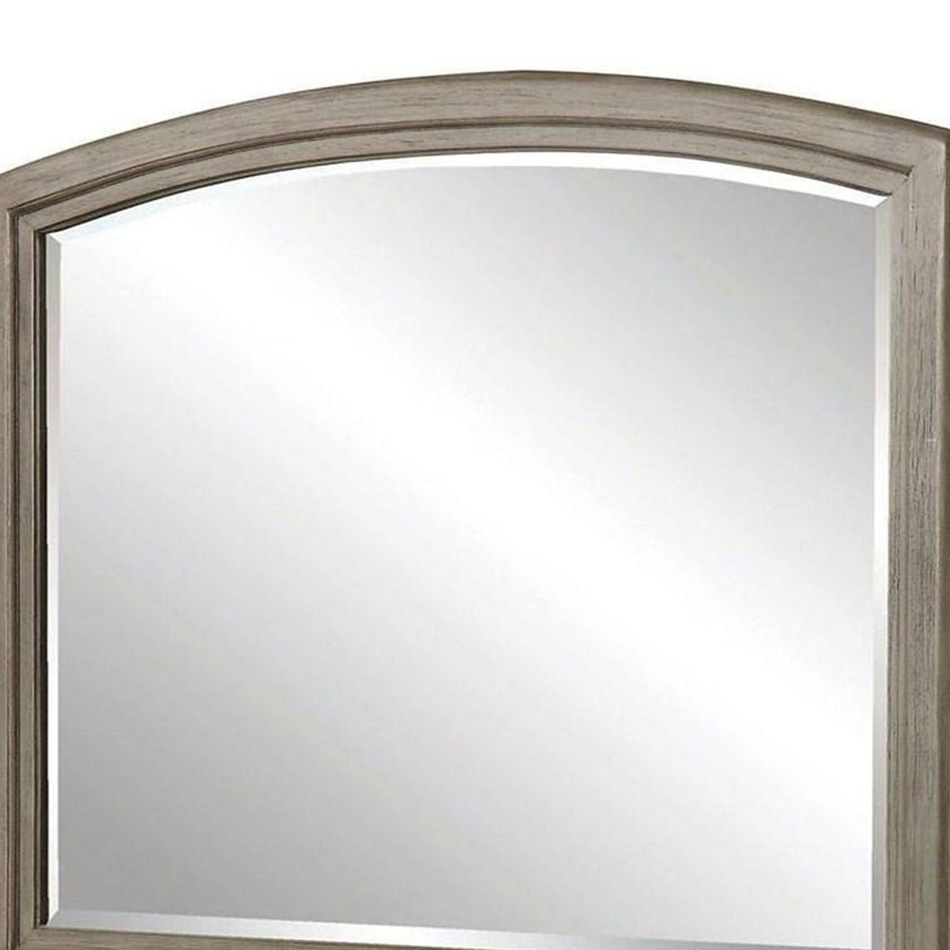 Benzara 46" Gray Transitional Style Curved Wooden Frame Mirror