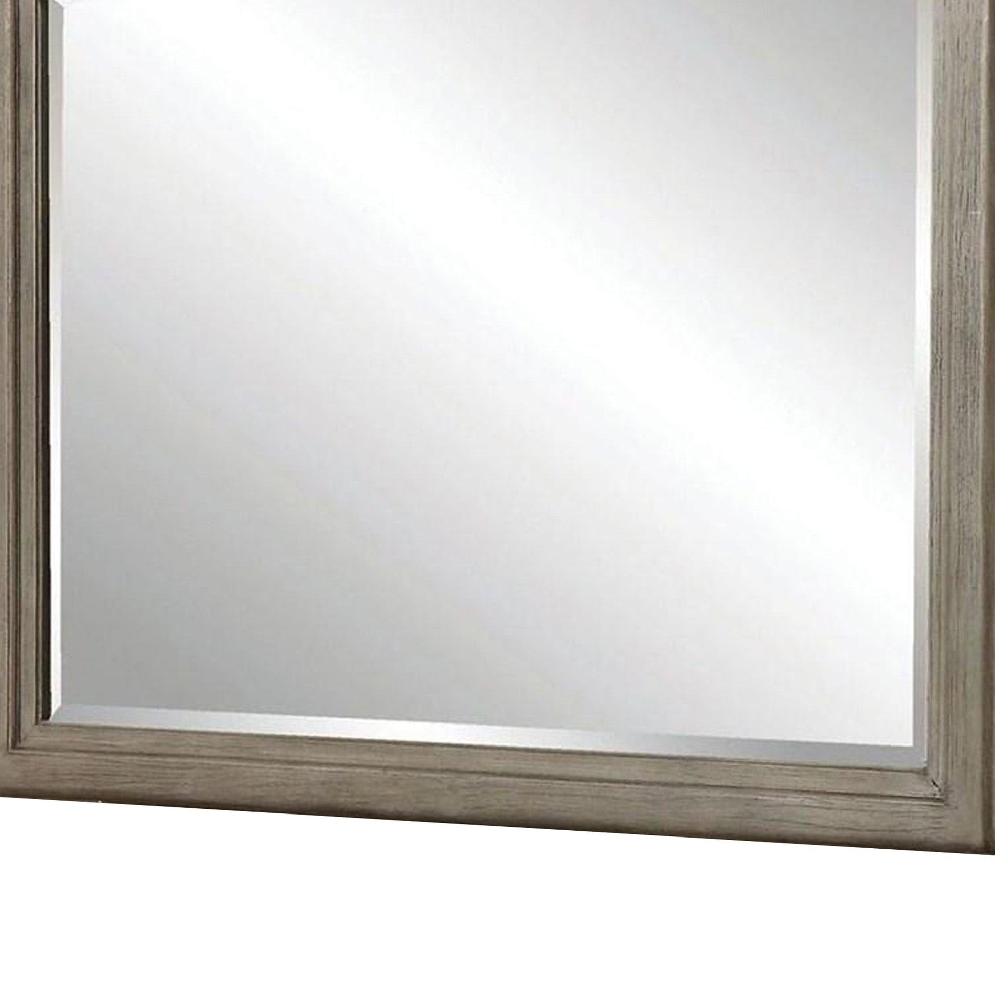 Benzara 46" Gray Transitional Style Curved Wooden Frame Mirror