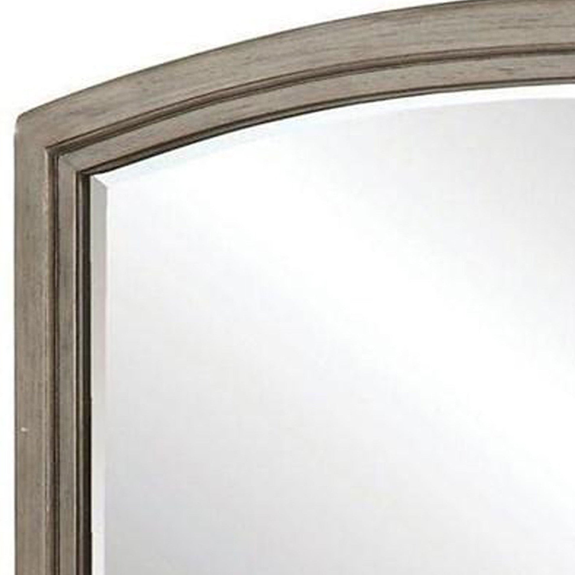 Benzara 46" Gray Transitional Style Curved Wooden Frame Mirror