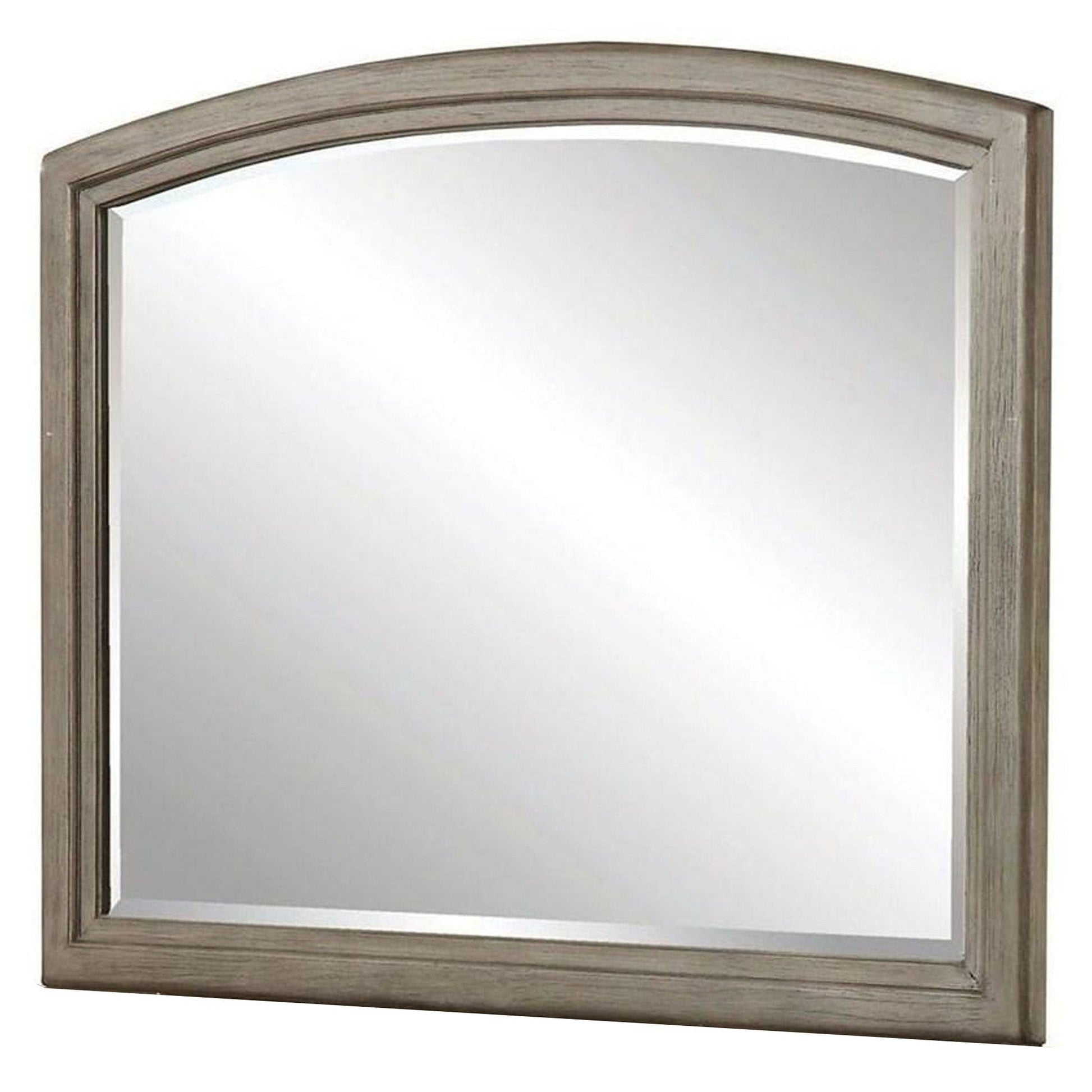 Benzara 46" Gray Transitional Style Curved Wooden Frame Mirror