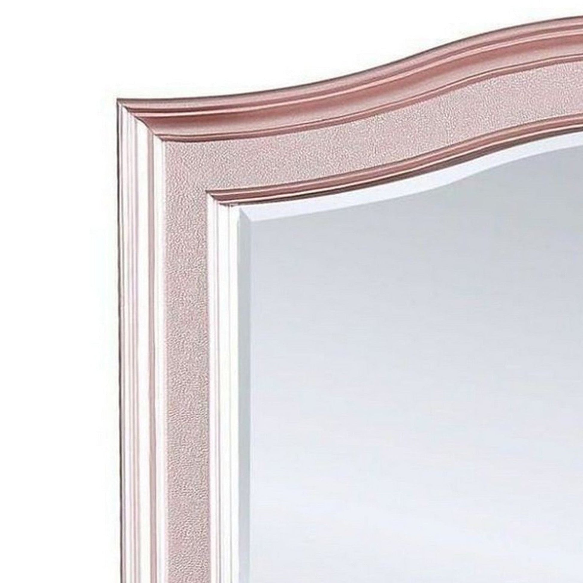 Benzara 46" Rose Pink Contemporary Style Wooden Frame Mirror