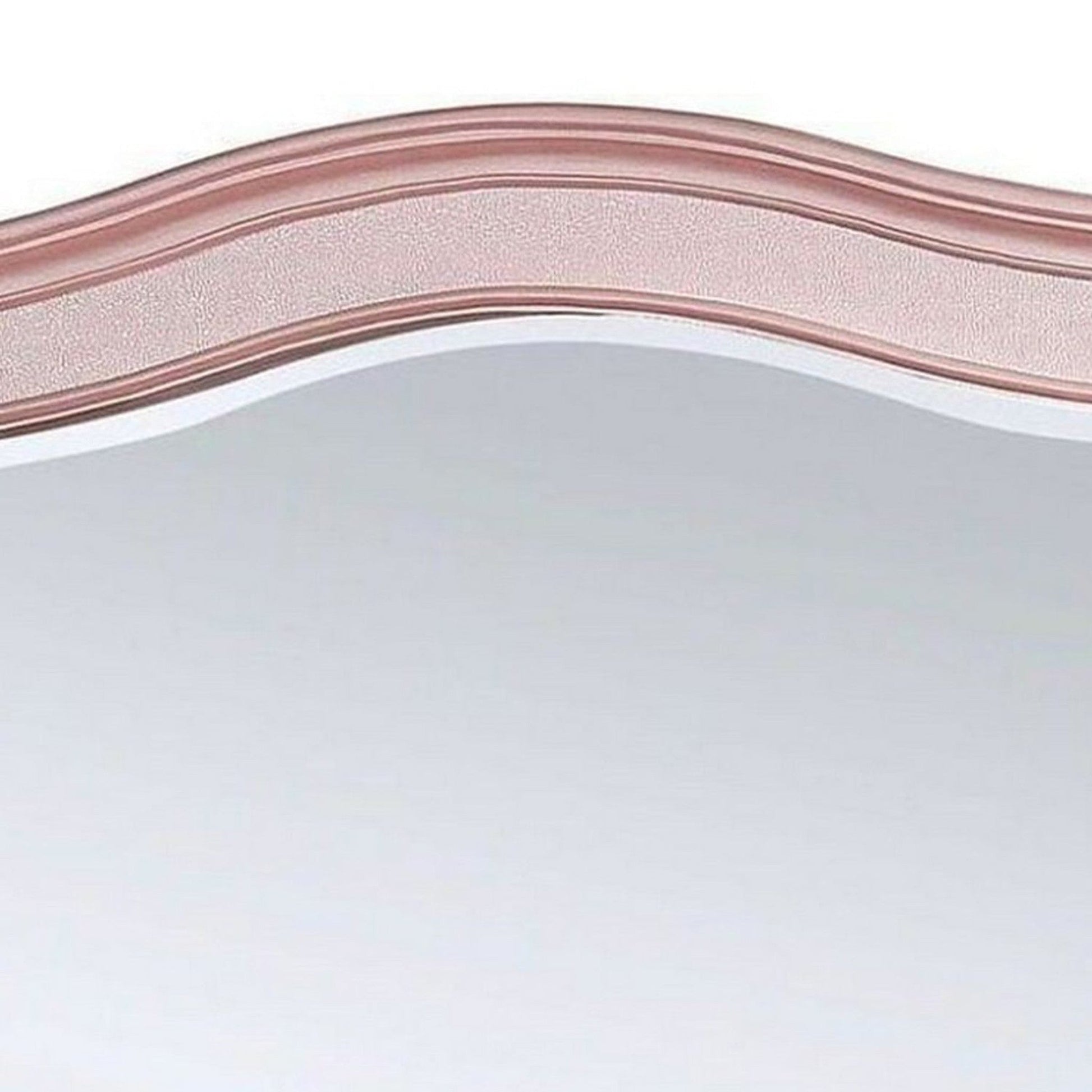 Benzara 46" Rose Pink Contemporary Style Wooden Frame Mirror