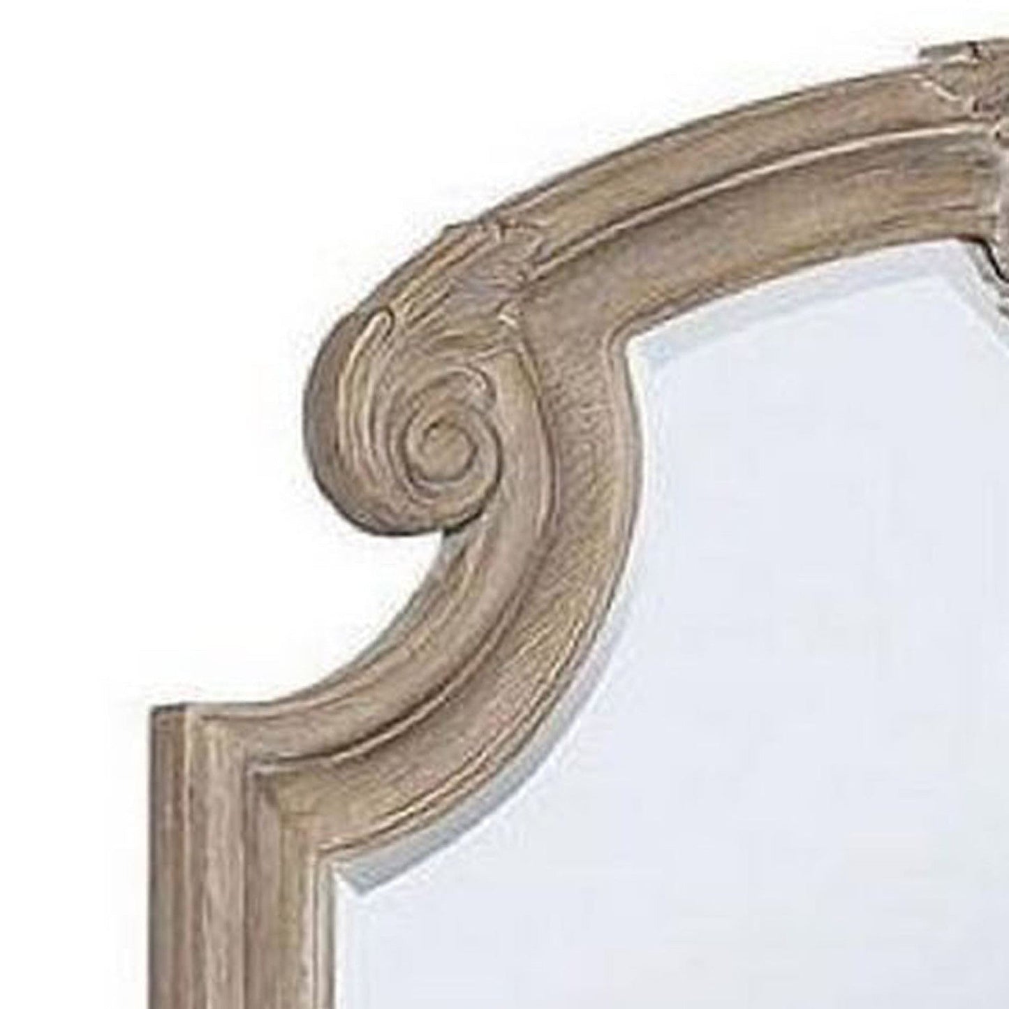 Benzara 47" Natural Brown Crown Top Molded Mirror