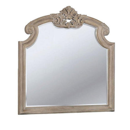 Benzara 47" Natural Brown Crown Top Molded Mirror