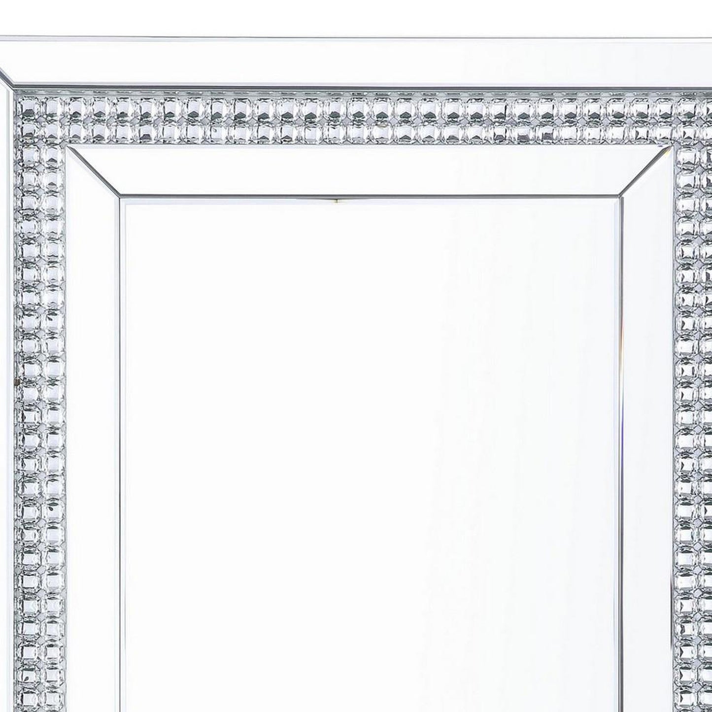 Benzara 47" Rectangular Silver Mirrored Wall Decor With Faux Crystals