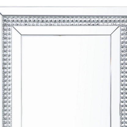 Benzara 47" Rectangular Silver Mirrored Wall Decor With Faux Crystals