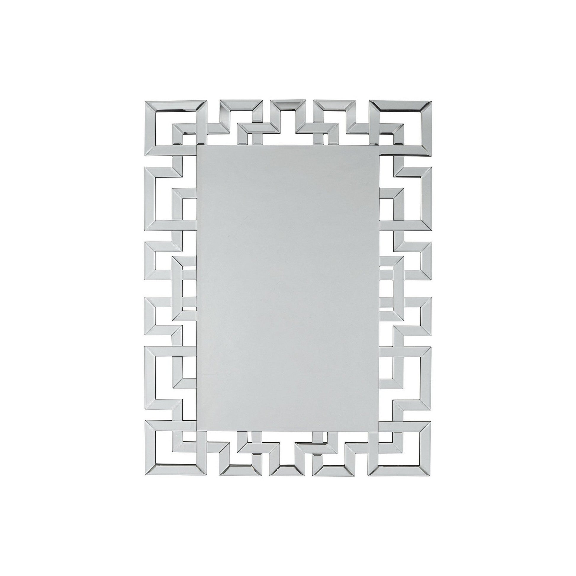 Benzara 47" Silver Greek Key Design Accent Mirror