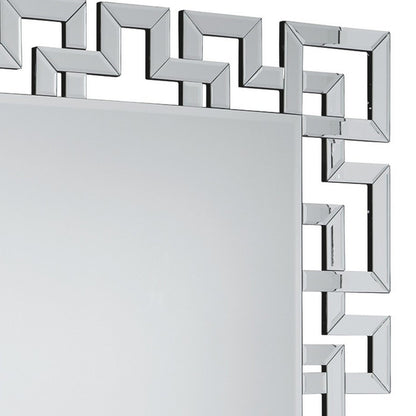 Benzara 47" Silver Greek Key Design Accent Mirror