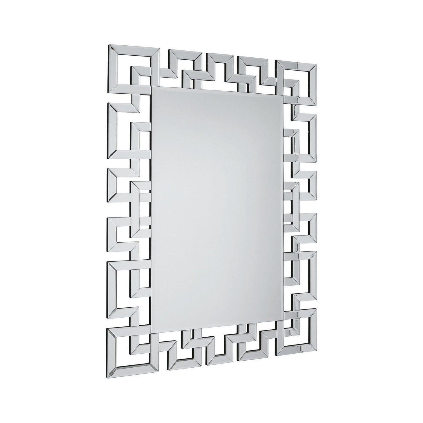 Benzara 47" Silver Greek Key Design Accent Mirror