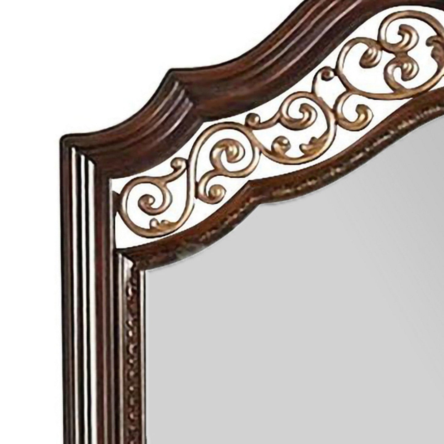 Benzara 48" Brown Molded Wooden Frame Mirror With Ornate Detailing, By Casagear Home