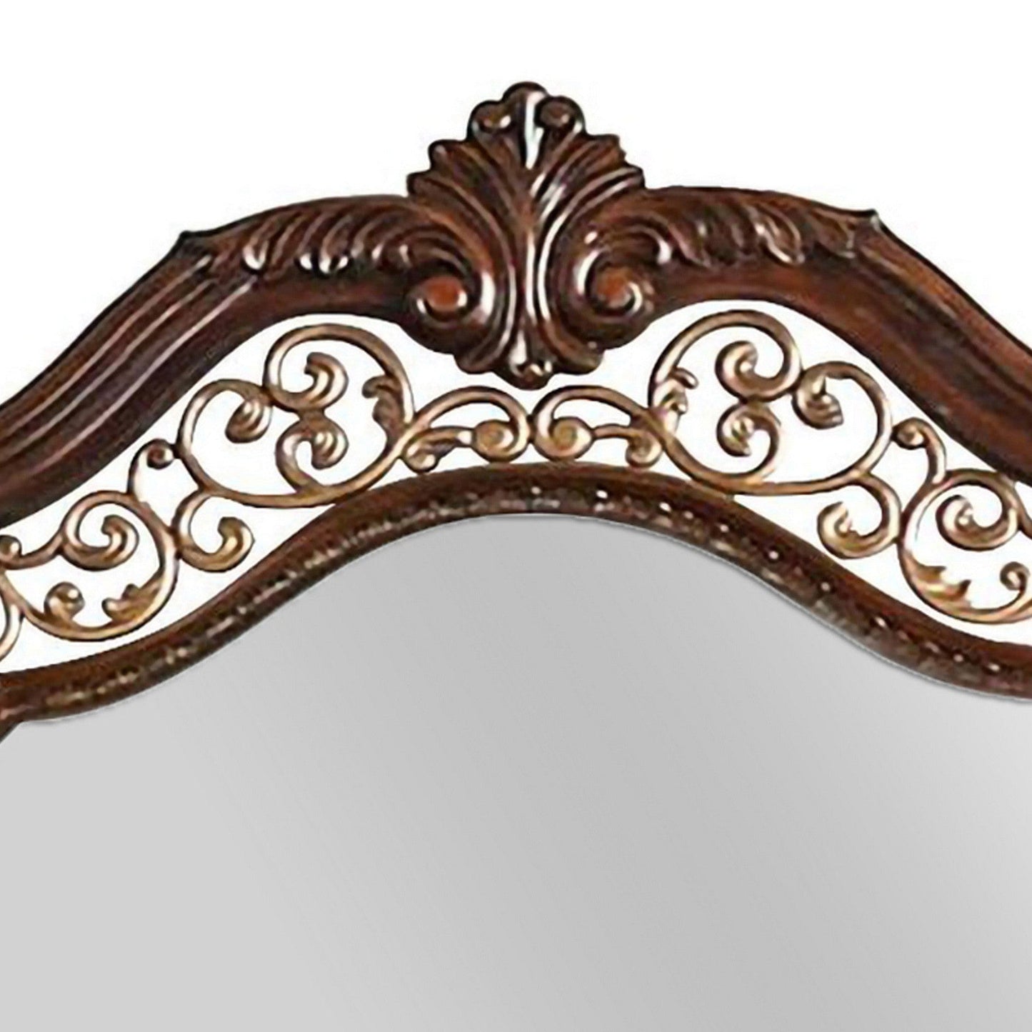 Benzara 48" Brown Molded Wooden Frame Mirror With Ornate Detailing, By Casagear Home