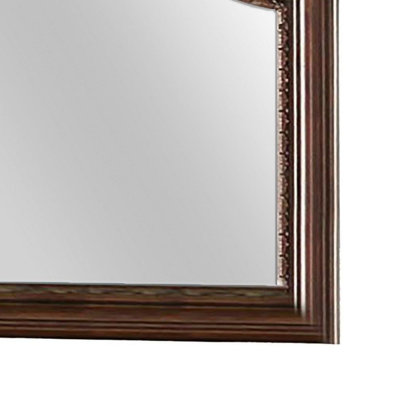 Benzara 48" Brown Molded Wooden Frame Mirror With Ornate Detailing, By Casagear Home