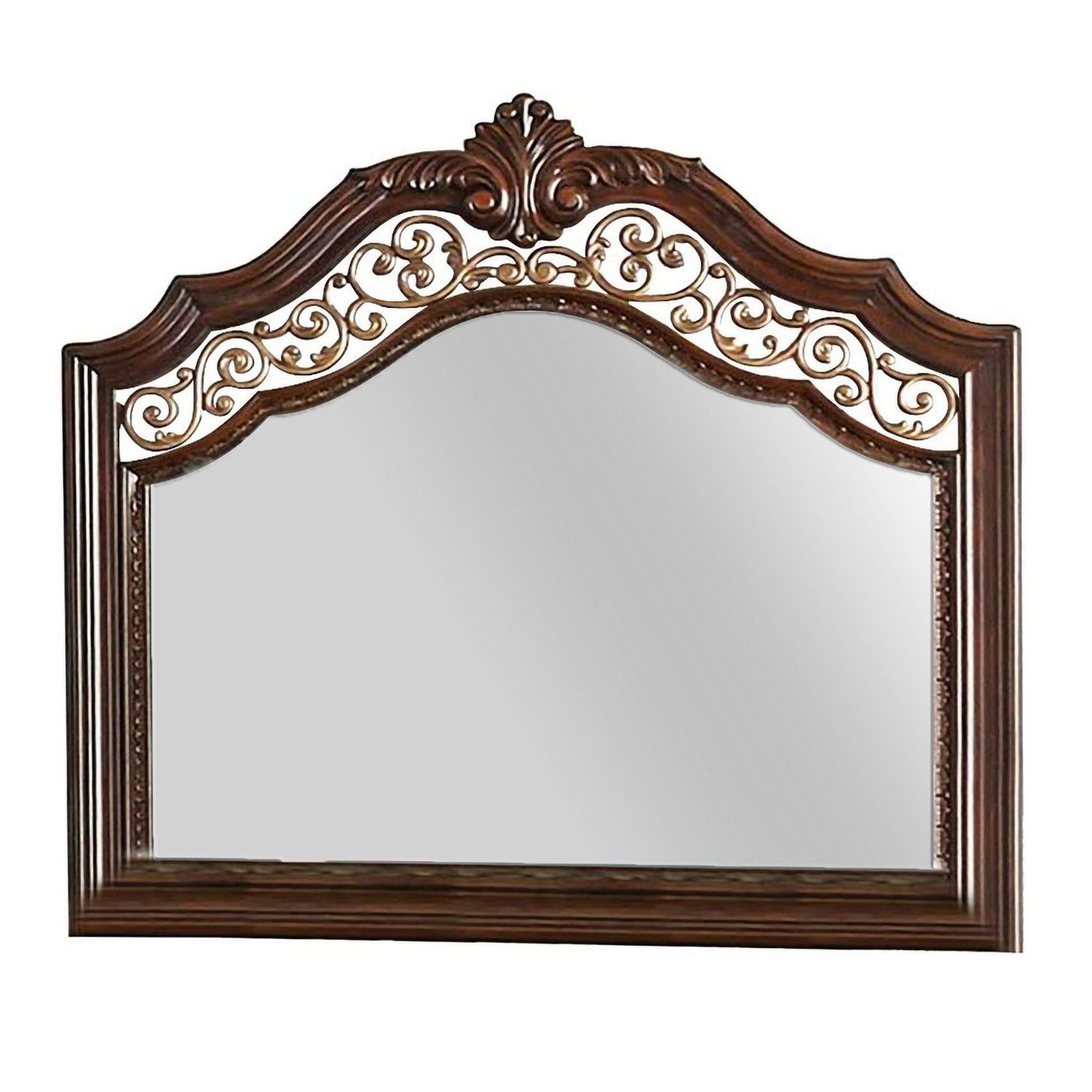 Benzara 48" Brown Molded Wooden Frame Mirror With Ornate Detailing, By Casagear Home