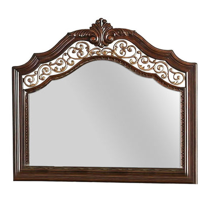 Benzara 48" Brown Molded Wooden Frame Mirror With Ornate Detailing, By Casagear Home