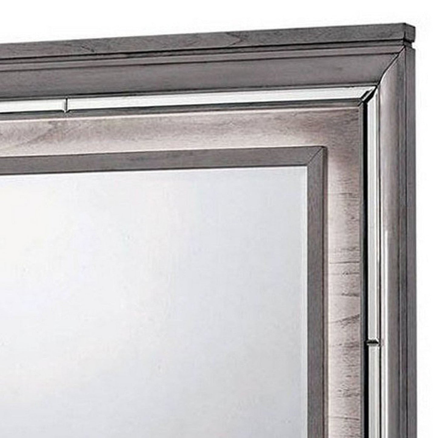 Benzara 49" Light Gray Wooden Contemporary Mirror With LED