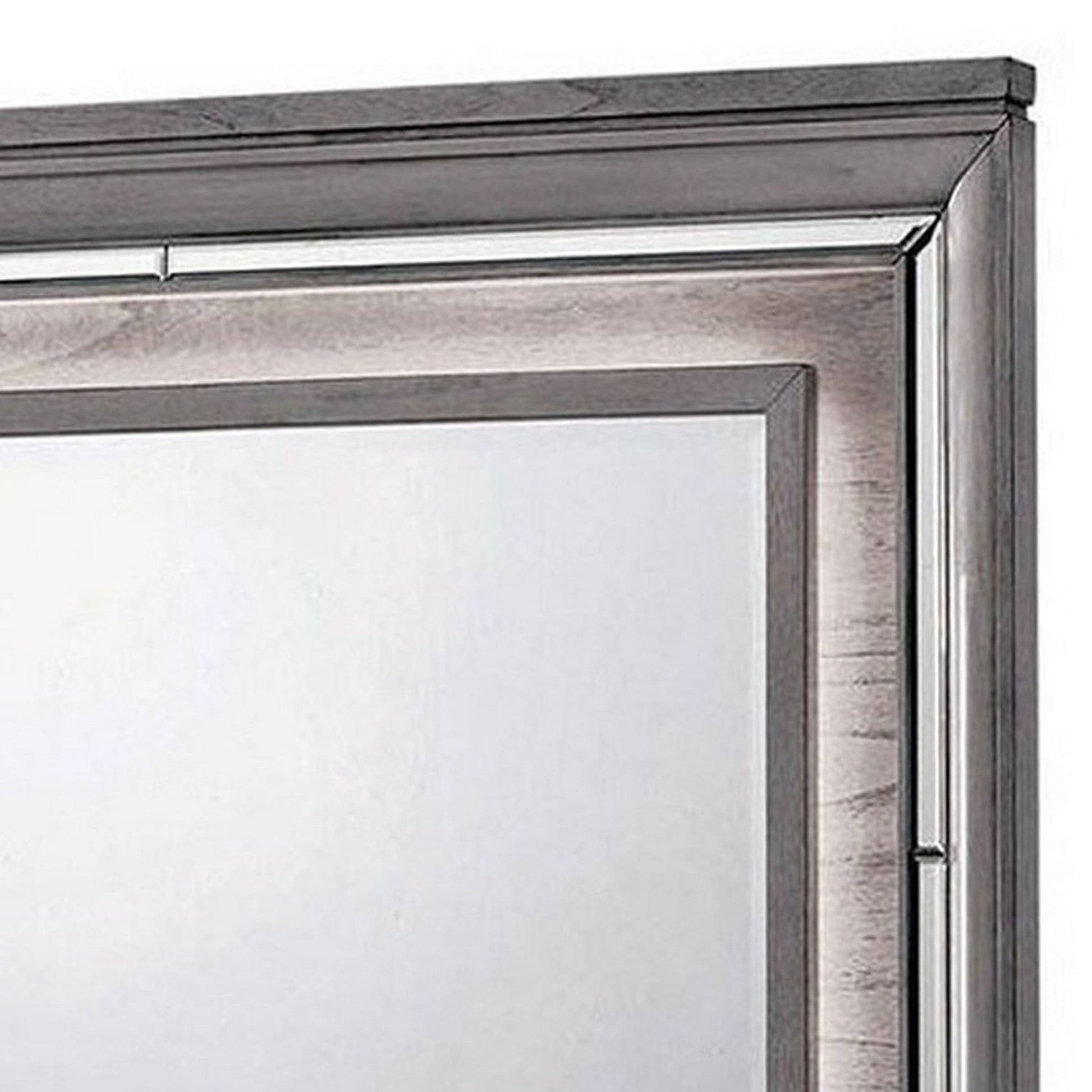 Benzara 49" Light Gray Wooden Contemporary Mirror With LED