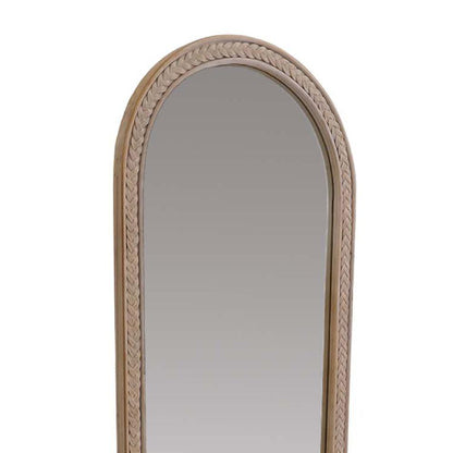 Benzara 64" Brown Oval Carved Wood Frame Adjustable Floor Mirror With Metal Stand