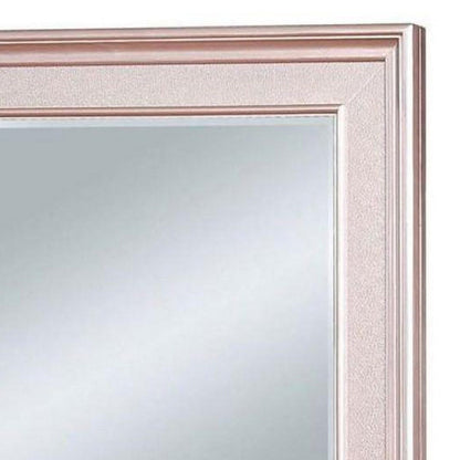 Benzara 64" Rose Pink Contemporary Style Wooden Frame Mirror