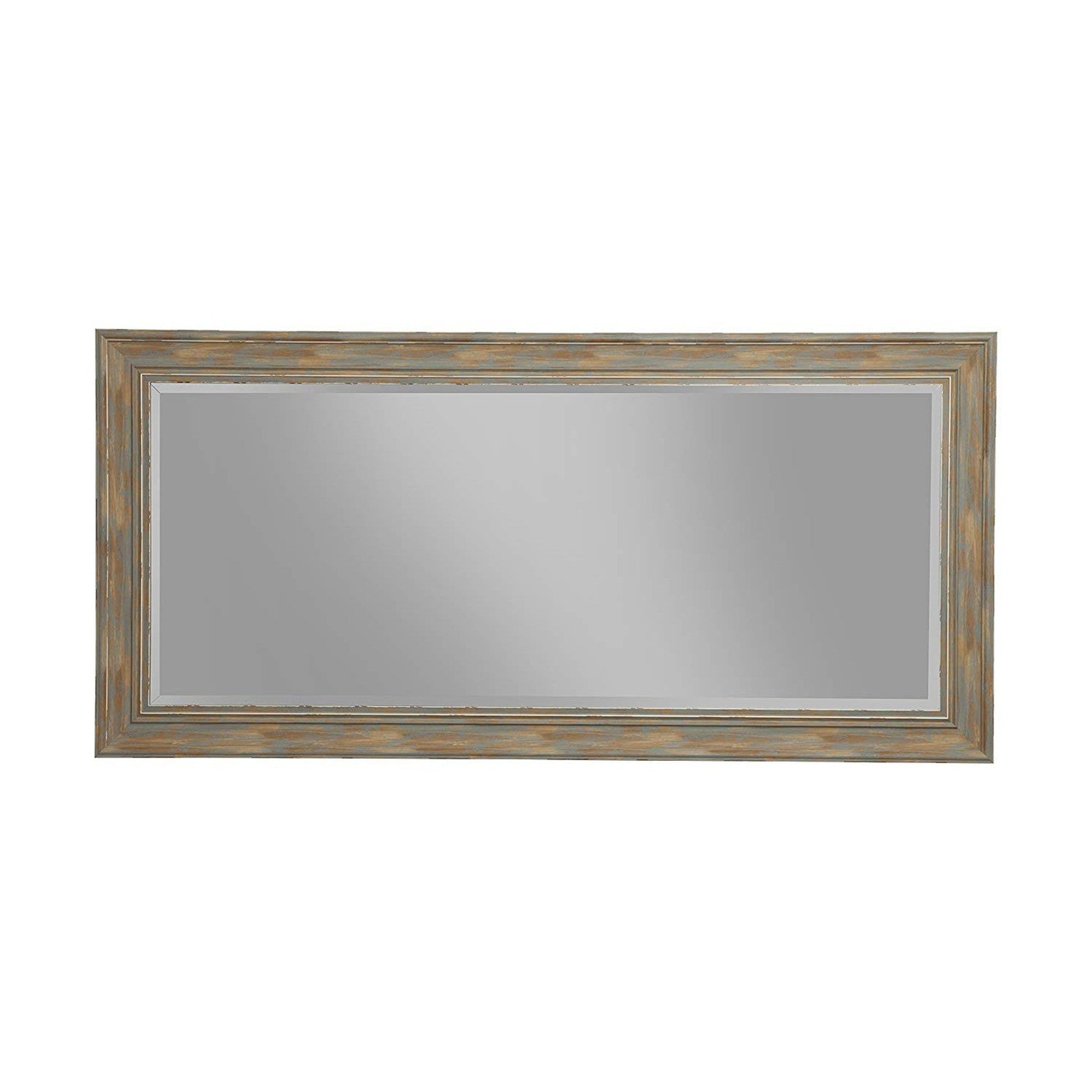 Benzara 65" Blue Polystyrene Frame Farmhouse Style Full Length Leaner Mirror