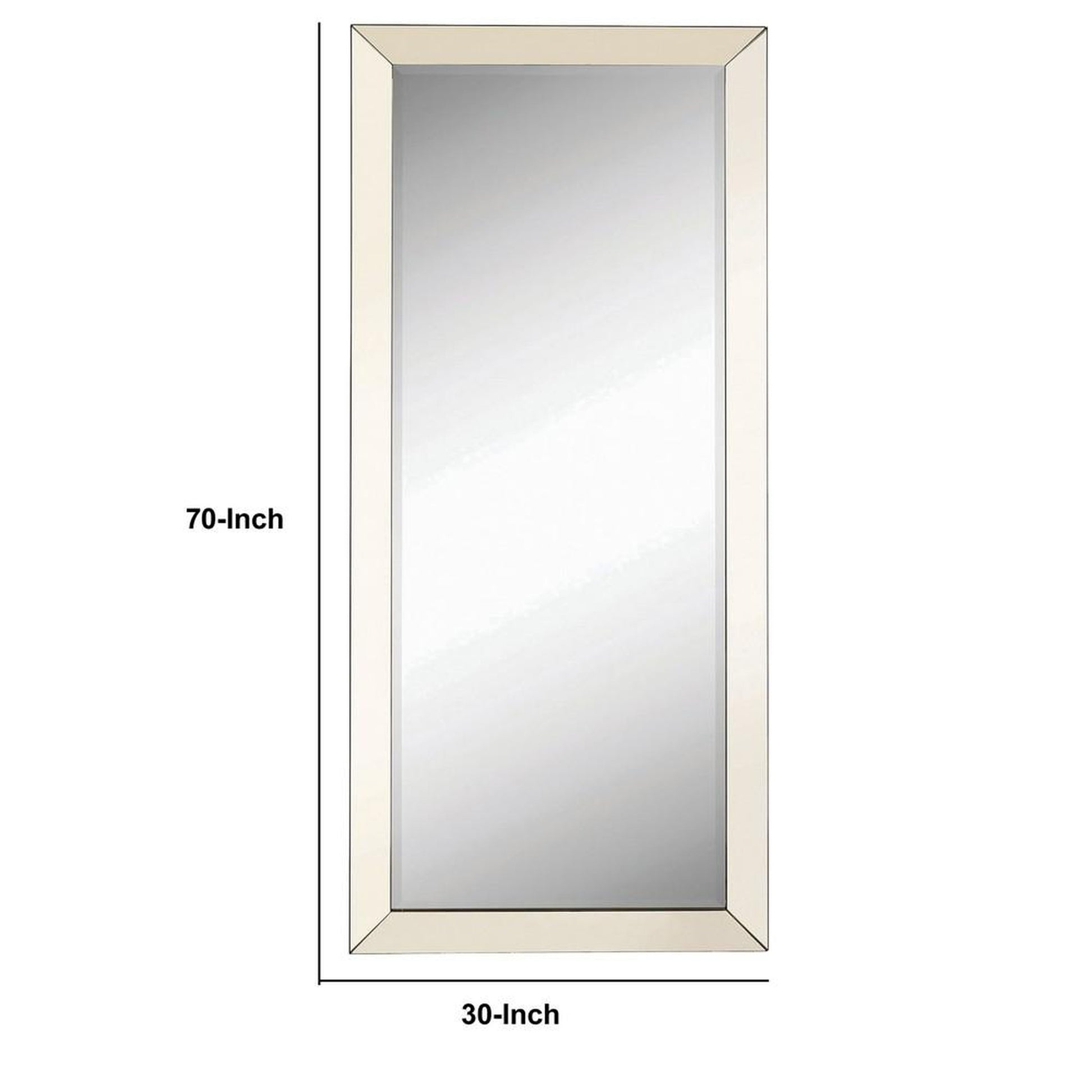 Benzara 70" Silver Rectangular Floor Mirror With Beveled Edge