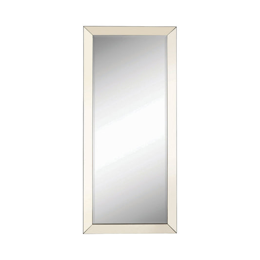 Benzara 70" Silver Rectangular Floor Mirror With Beveled Edge