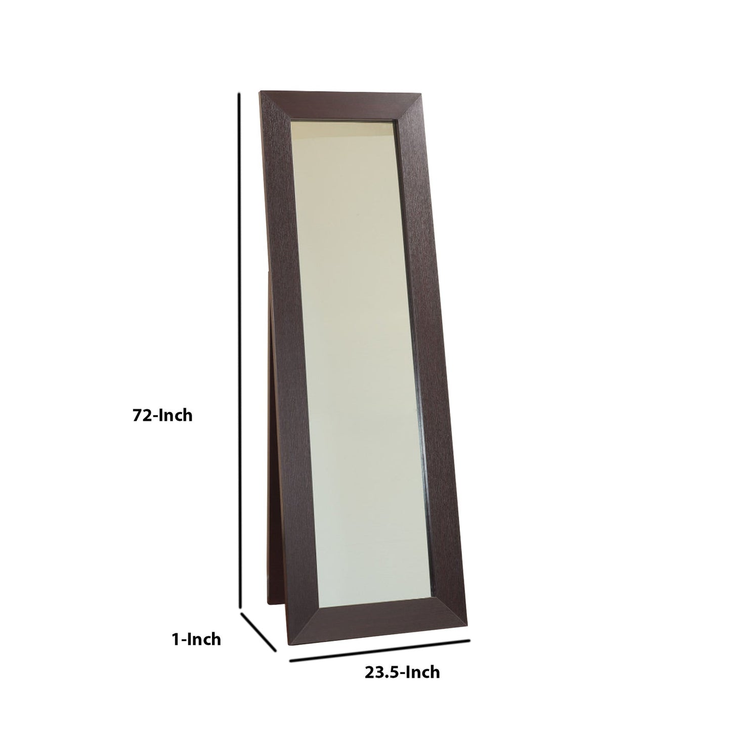 Benzara 72" Dark Brown Wooden Framed Aesthetic Accent Mirror