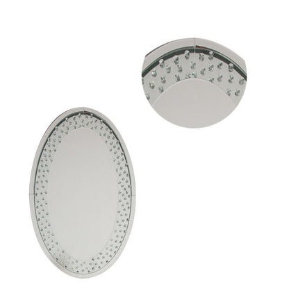 Benzara Accent Wall Mirror With Round Crystal Inserts