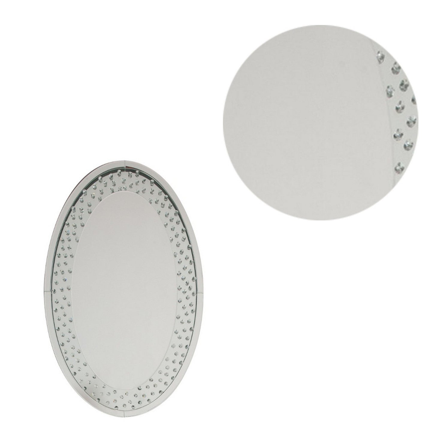 Benzara Accent Wall Mirror With Round Crystal Inserts