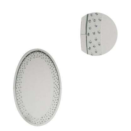 Benzara Accent Wall Mirror With Round Crystal Inserts