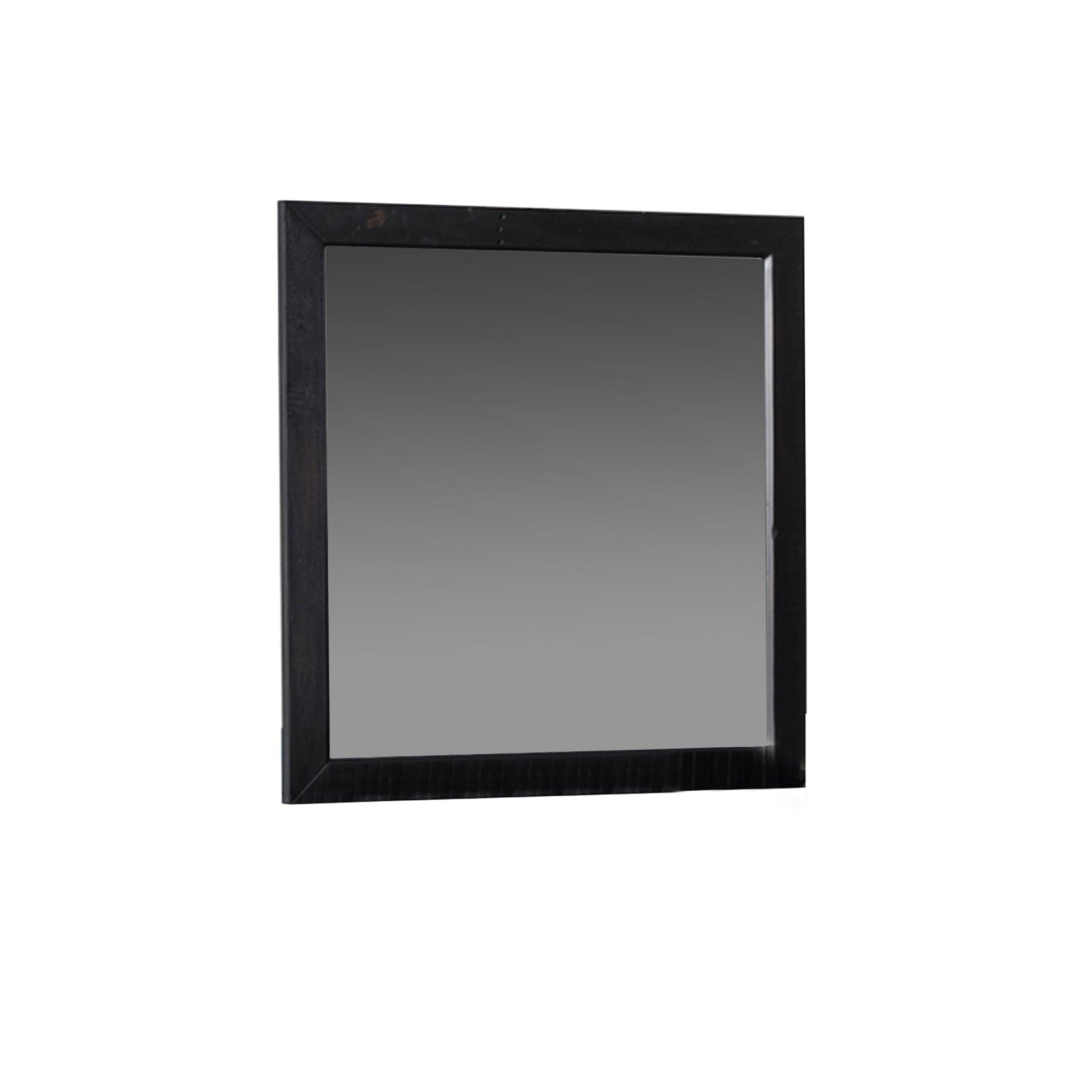 Benzara Antique Black Contemporary Style Rectangular Mirror With Wooden Frame