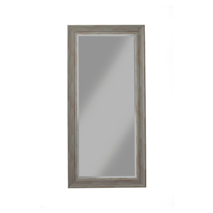 Benzara Antique Gray Polystyrene Frame Farmhouse Style Full Length Leaner Mirror