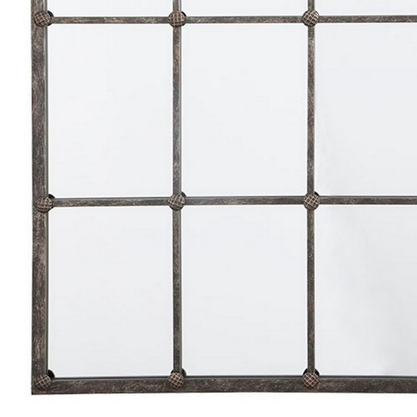 Benzara Arched Window Pane Metal Accent Mirror
