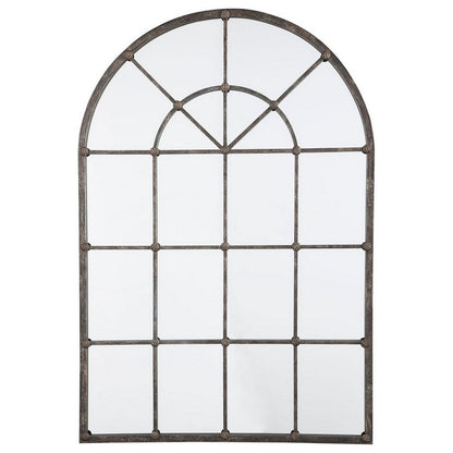 Benzara Arched Window Pane Metal Accent Mirror