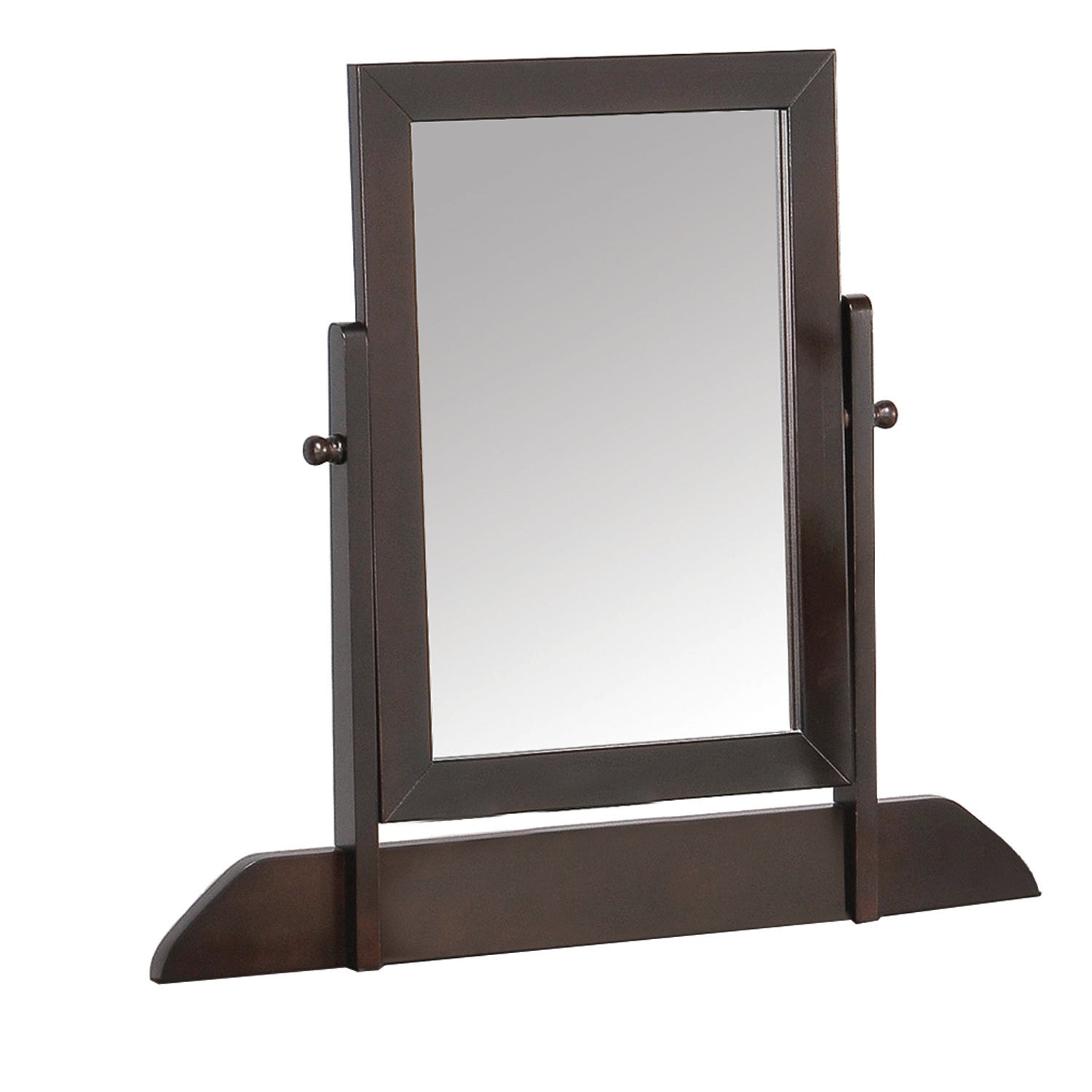 Benzara BM221617 Brown and White Wood and Fabric Vanity Set with Tilting Vertical Mirror