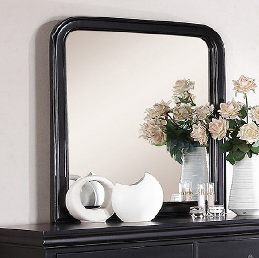 Benzara Black Alluring Polyresin Mirror With Solid Frame