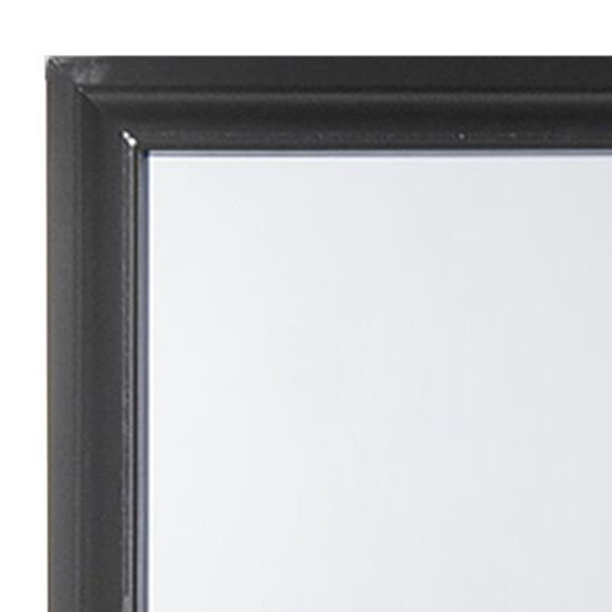 Benzara Black Contemporary Style Wooden Mirror With Raised Frame