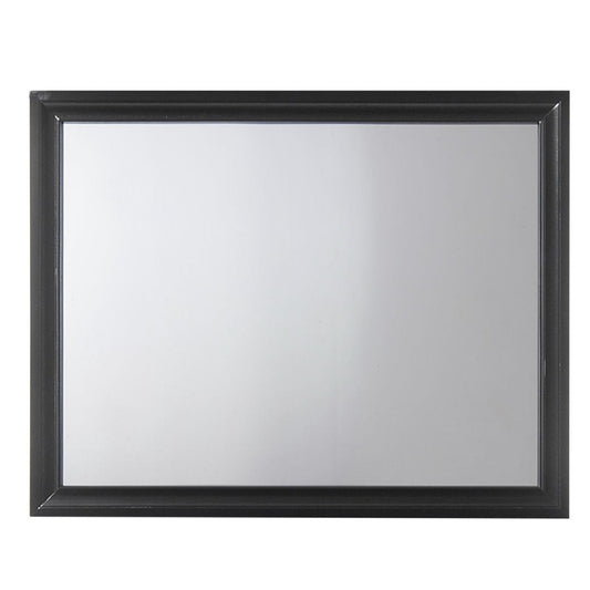 Benzara Black Contemporary Style Wooden Mirror With Raised Frame