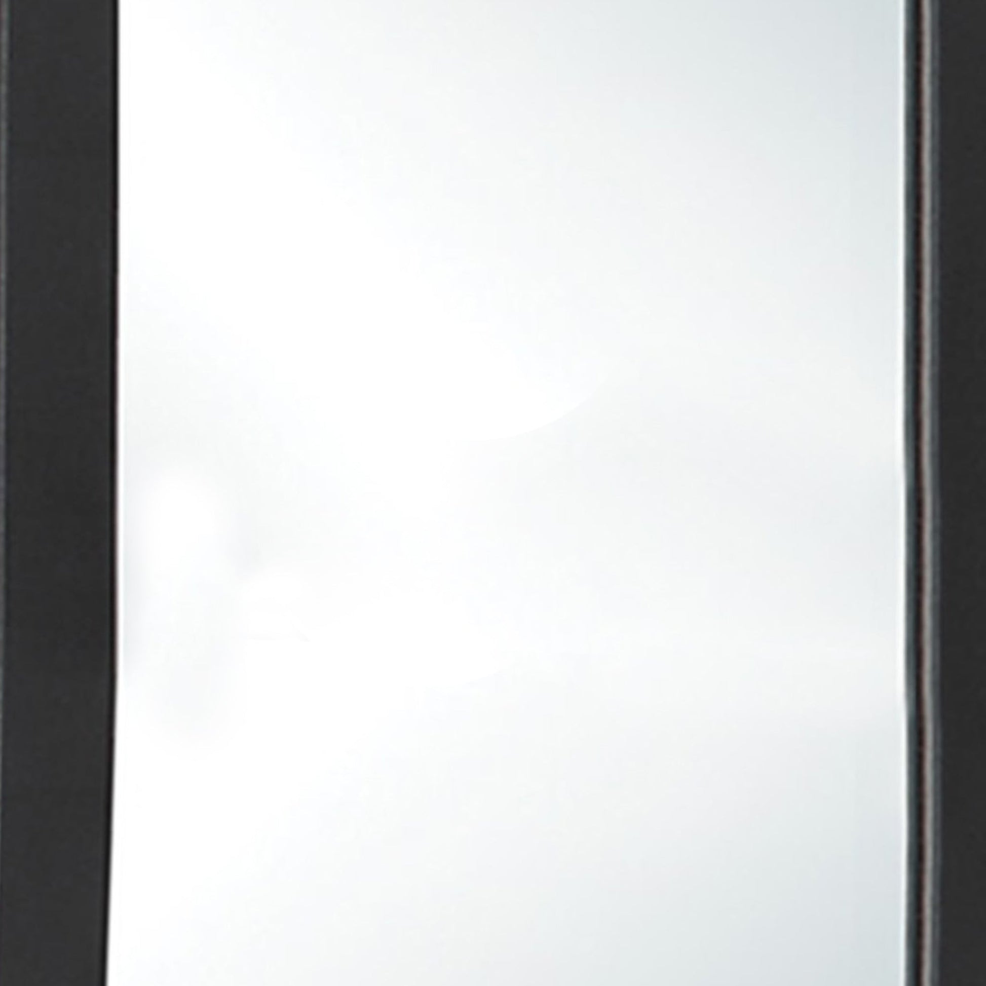 Benzara Black Rectangular Wood Encased Mirror With Faux Leather Upholstery