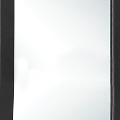 Benzara Black Rectangular Wood Encased Mirror With Faux Leather Upholstery