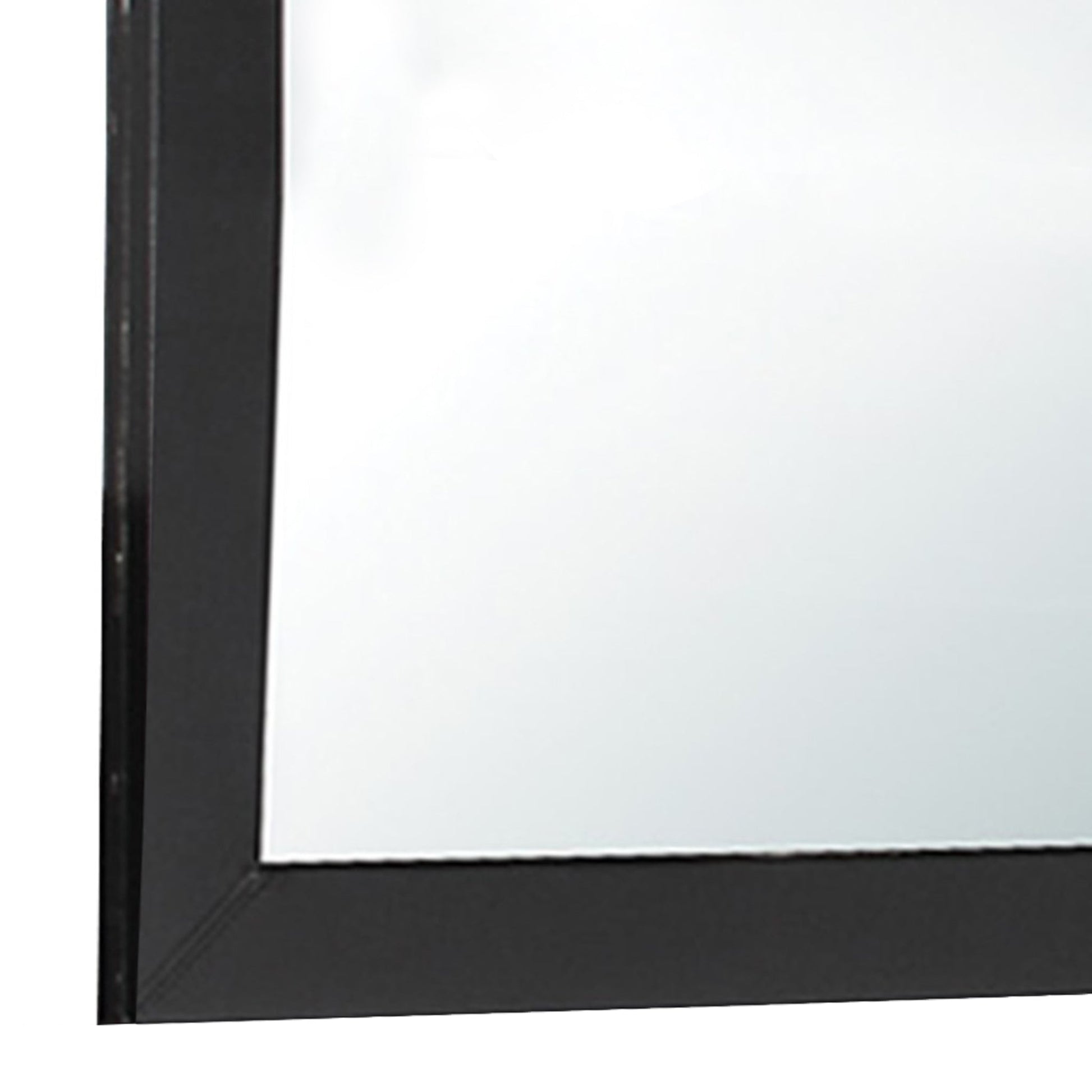 Benzara Black Rectangular Wood Encased Mirror With Faux Leather Upholstery