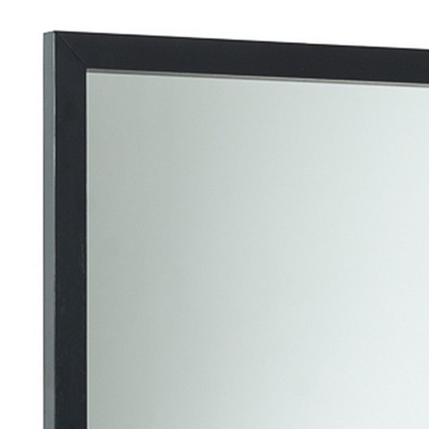 Benzara Black Rectangular Wooden Wall Mirror With Mounting Hardware